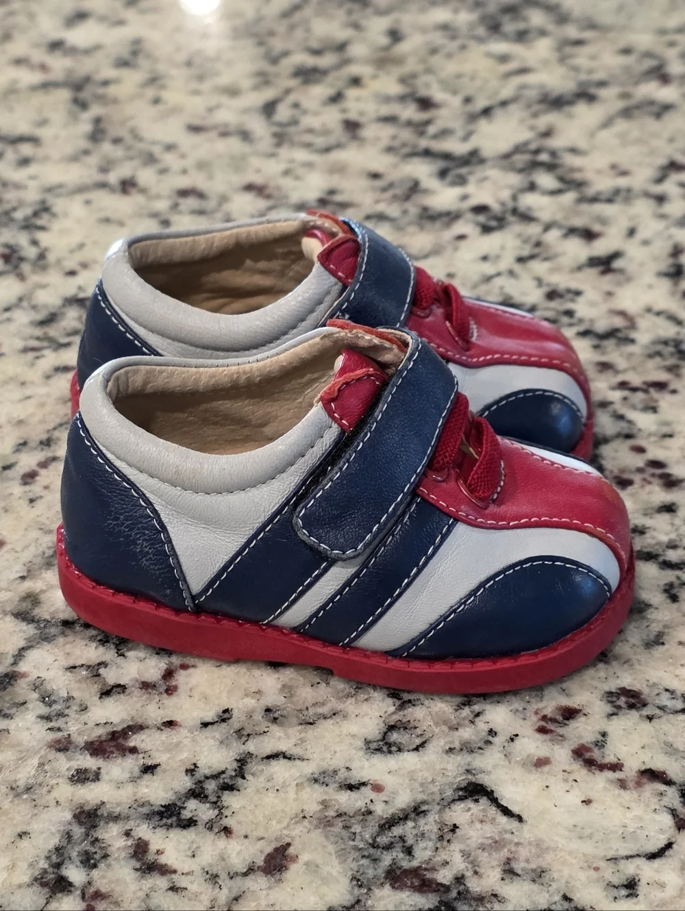 See Kai Run Toddler Red, Navy & Gray Leather Sneakers Size 3c
